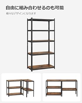スチールオープンラック棚板耐荷重約5kg・細かいメッシュ棚 オープンシェルフ 5段 スチール棚 スチールラック オープン